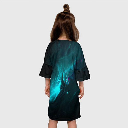 Детское платье Голубое свечение в космосе / 3D-принт – фото 4