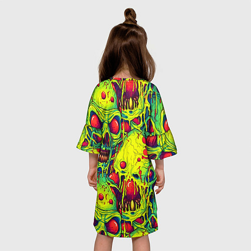 Детское платье Зеленые психоделические черепа / 3D-принт – фото 4