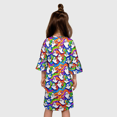 Детское платье Веселые привидения на красочном фоне / 3D-принт – фото 4