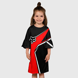 Платье клеш для девочки Fox мотокросс - красный, цвет: 3D-принт — фото 2