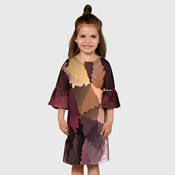 Платье клеш для девочки Мозаика в коричнево-розовых тонах, цвет: 3D-принт — фото 2