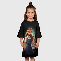 Платье клеш для девочки Девушка лиса ученица, цвет: 3D-принт — фото 2