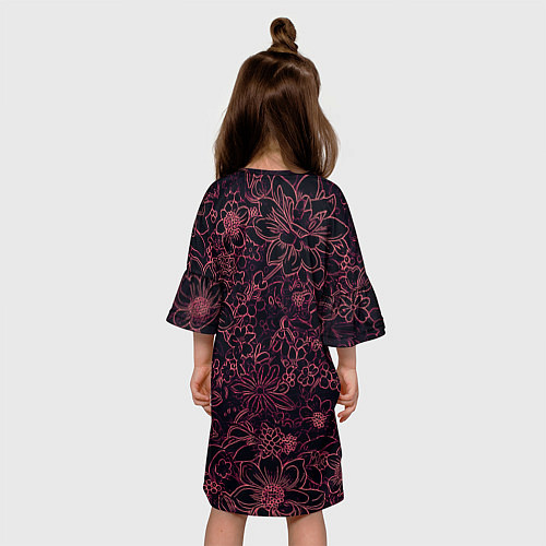 Детское платье Цветочная тёмно-красный / 3D-принт – фото 4