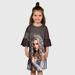 Платье клеш для девочки Девушка с пепельно-серыми вьющимися волосами, цвет: 3D-принт — фото 2