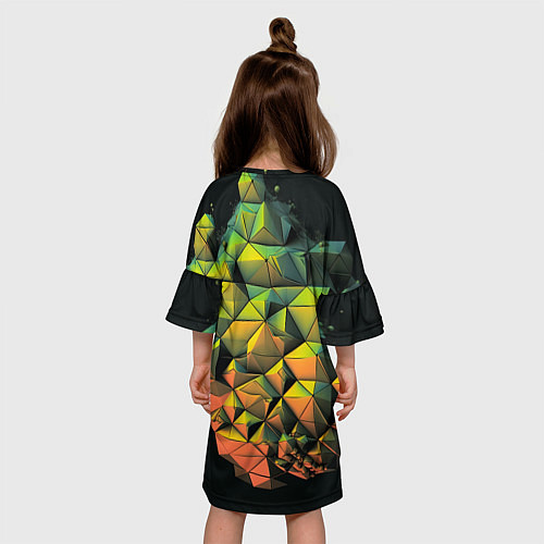 Детское платье Зеленая кубическая абстракция / 3D-принт – фото 4