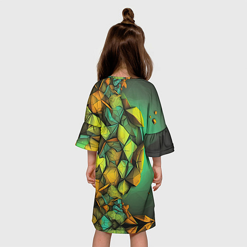 Детское платье Зеленая объемная абстракция / 3D-принт – фото 4