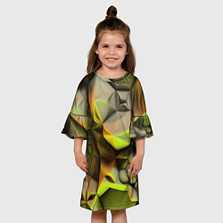 Платье клеш для девочки Зеленая объемная космическая текстура, цвет: 3D-принт — фото 2