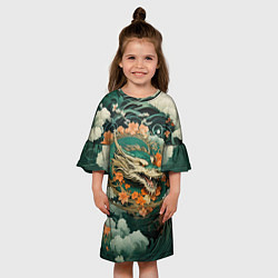 Платье клеш для девочки Облачный дракон Irezumi, цвет: 3D-принт — фото 2