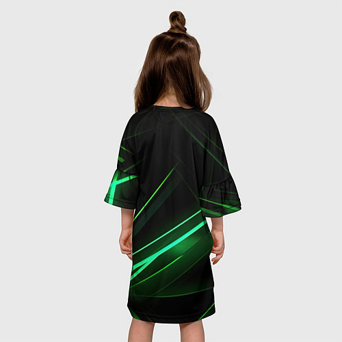 Детское платье Green lines black backgrouns / 3D-принт – фото 4