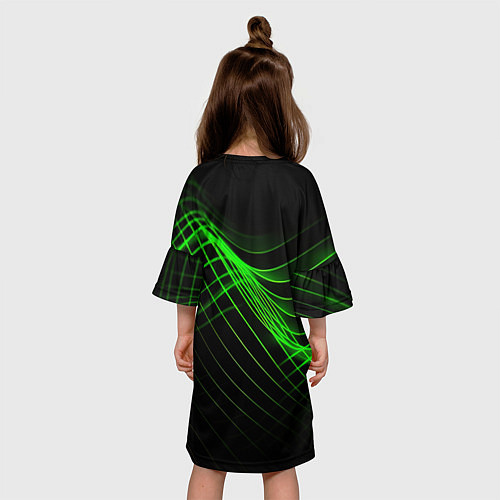 Детское платье Зеленые яркие линии / 3D-принт – фото 4