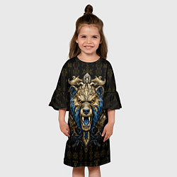 Платье клеш для девочки Языческий скандинавский медведь, цвет: 3D-принт — фото 2