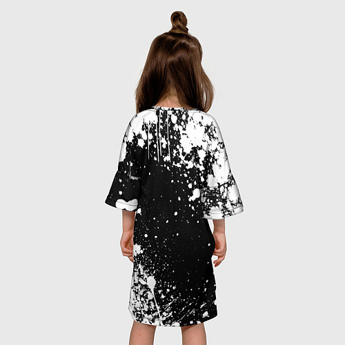 Детское платье Черный клевер - брызги и бык / 3D-принт – фото 4