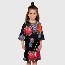 Платье клеш для девочки Плоды и ягоды, цвет: 3D-принт — фото 2