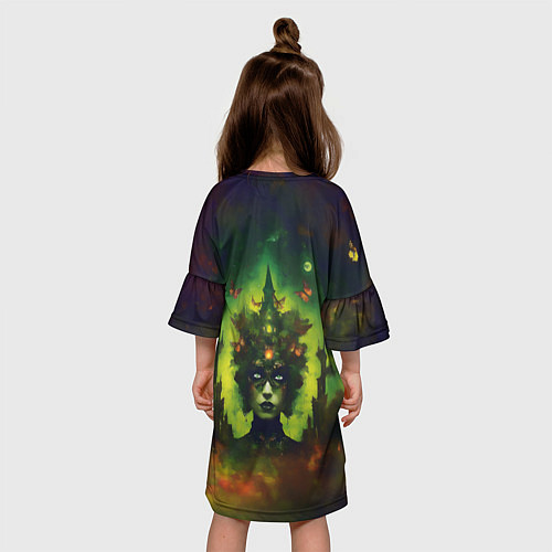 Детское платье Зеленая фантастическая ведьма с бабочками / 3D-принт – фото 4
