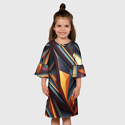 Платье клеш для девочки Разноцветная 3D геометрия узоров метавселенной, цвет: 3D-принт — фото 2