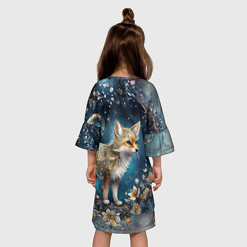 Детское платье Абстрактный лисенок с золотистой шёрсткой / 3D-принт – фото 4