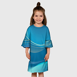 Платье клеш для девочки Абстрактный голубой фон, цвет: 3D-принт — фото 2