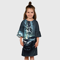Платье клеш для девочки Мерседес космос, цвет: 3D-принт — фото 2
