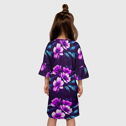 Детское платье Цветы неон узор / 3D-принт – фото 4