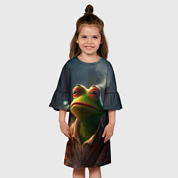 Платье клеш для девочки Frog Pepe, цвет: 3D-принт — фото 2