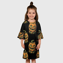 Платье клеш для девочки Паттерн озорная тыква, цвет: 3D-принт — фото 2