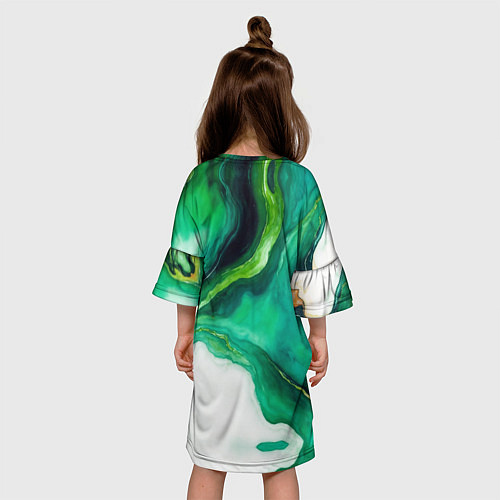 Детское платье Жидкий изумруд в стиле арт / 3D-принт – фото 4