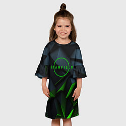 Платье клеш для девочки Starfield black green logo, цвет: 3D-принт — фото 2