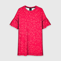 Платье клеш для девочки Маленькие звёздочки красно-розовый, цвет: 3D-принт