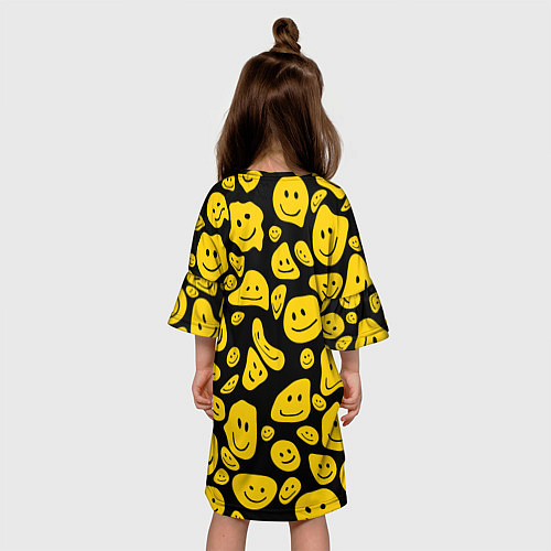 Детское платье Расплывающиеся смайлы на черном / 3D-принт – фото 4
