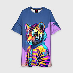 Платье клеш для девочки Cool tiger cub - pop art, цвет: 3D-принт