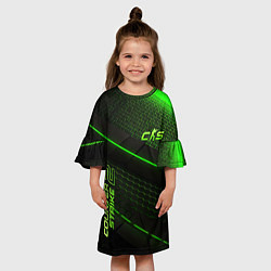 Платье клеш для девочки CS2 green neon, цвет: 3D-принт — фото 2