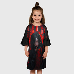 Платье клеш для девочки Девушка из аниме и красные печати, цвет: 3D-принт — фото 2