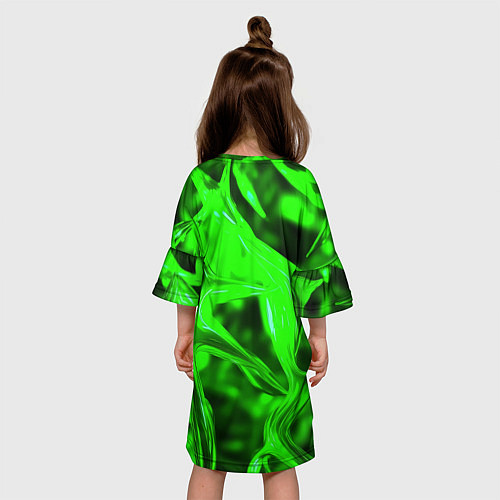 Детское платье Зелёная кислотная неоновая коалесценция / 3D-принт – фото 4