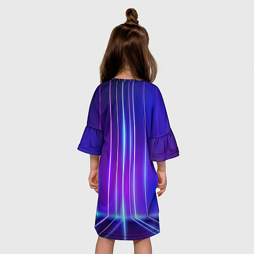Детское платье Neon glow - vaporwave - strips / 3D-принт – фото 4