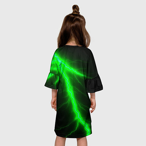 Детское платье Зеленый разряд молнии / 3D-принт – фото 4