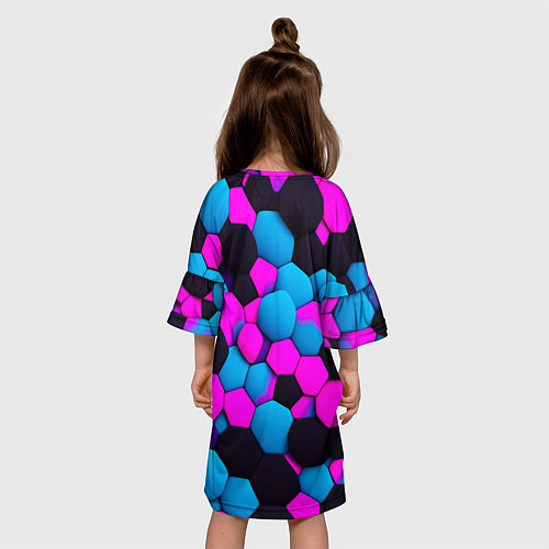 Детское платье Узор черные розовые синии фигуры / 3D-принт – фото 4