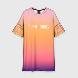 Платье клеш для девочки Sunset colors градиент, цвет: 3D-принт