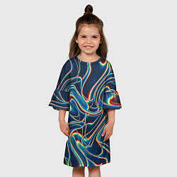 Платье клеш для девочки Abstract waves, цвет: 3D-принт — фото 2