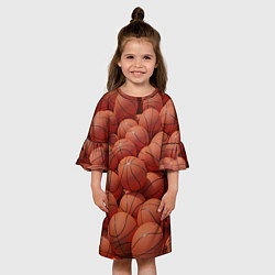 Платье клеш для девочки Узор с баскетбольными мячами, цвет: 3D-принт — фото 2