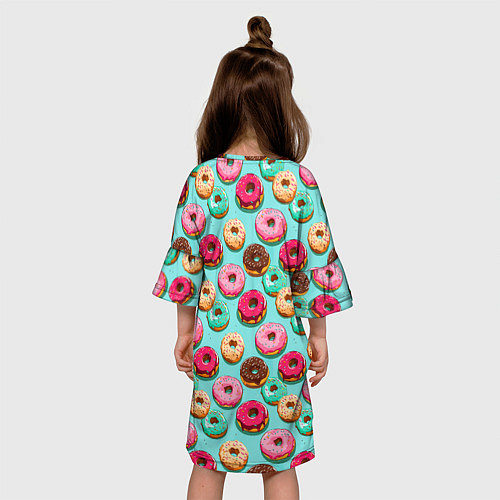Детское платье Разноцветные пончики паттерн / 3D-принт – фото 4