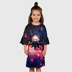 Платье клеш для девочки Символ ведьмак стиль мага, цвет: 3D-принт — фото 2