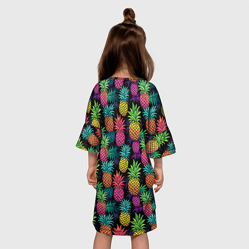 Детское платье Разноцветные ананасы паттерн / 3D-принт – фото 4