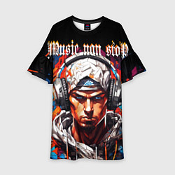 Платье клеш для девочки Граффити парень в наушниках music non stop, цвет: 3D-принт