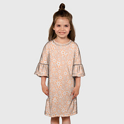 Платье клеш для девочки Цветочный паттерн оттенок миндального крема, цвет: 3D-принт — фото 2