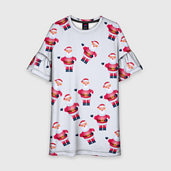 Платье клеш для девочки Дед Мороз - Новогодний дедушка паттерн, цвет: 3D-принт