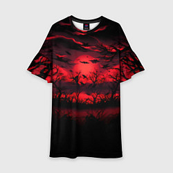 Платье клеш для девочки Стая ворон, цвет: 3D-принт