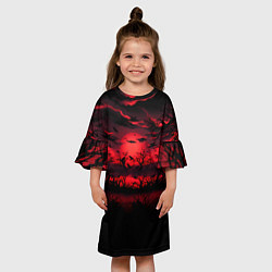 Платье клеш для девочки Стая ворон, цвет: 3D-принт — фото 2