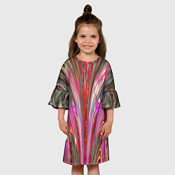 Платье клеш для девочки Размытый узор с розовыми и серыми тонами, цвет: 3D-принт — фото 2