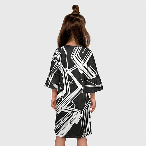 Детское платье Белые полосы на чёрном фоне / 3D-принт – фото 4