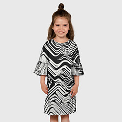 Платье клеш для девочки Волнистые белые линии, цвет: 3D-принт — фото 2